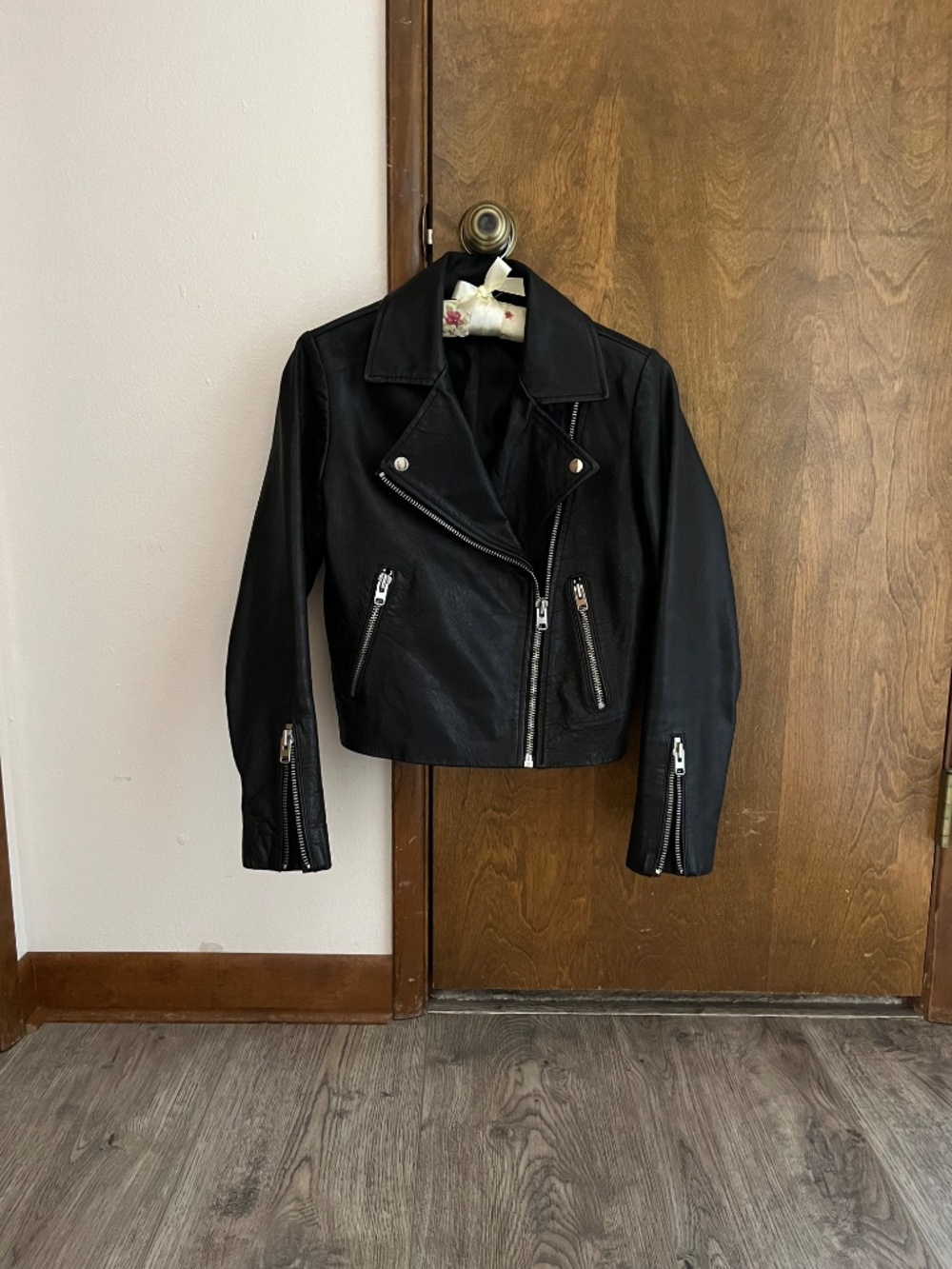 TOPSHOP Real Leather Jacket, Women's Size 4, Black